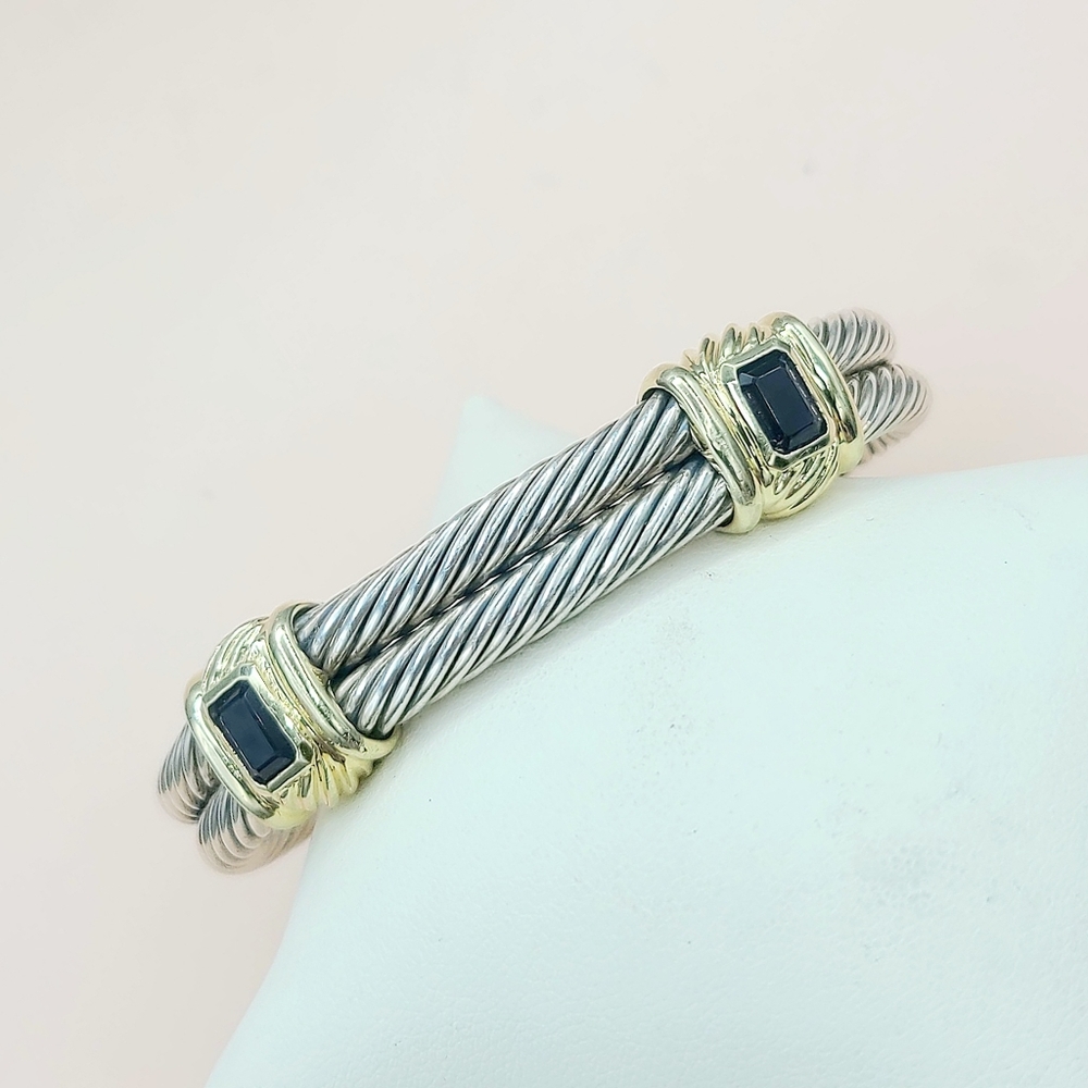 David Yurman Double Cable Renaissance Double Station Bracelet With Iolite And Go